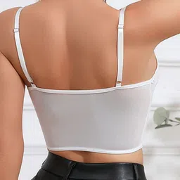 ukm Solid Women Swim Top White Swimsuit image 4