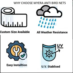 myera White Bird Nets Control Net HDPE Nylon Mesh Net for Balcony 8 FT-8 FT SQ FEET Insect Net image 4