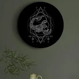 Round Black Black And White Geometry Zodiac Canvas Art Print By The Artment-image-93