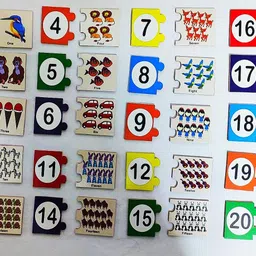 peters pence Wooden Multi-Color Educational Cards 1-20 Number with Counting Pictures Pegs Puzzle for Kids Pre Primary Education image 5