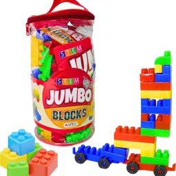 apex media and marketing india Jumbo Building Blocks for Kids | Engine & Wheels with 60+ psc STEM Educational-picture-27
