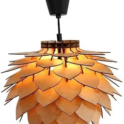sharnga Nature-Inspired Pine Cone Shape Pendant Lamp - Rustic Wooden Pendant Lamp Ceiling Lamp-picture-12
