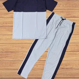 linsor fashion Men Night Suit Set Grey Striped image 1