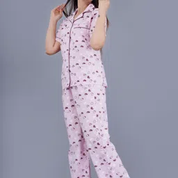 dreambe Women Shirt & Pyjama set Pink Printed image 3