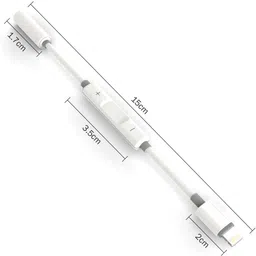Crystonics White MH020 Lightning to Headphone Jack Adapter with Volume Control Phone Converter image 5