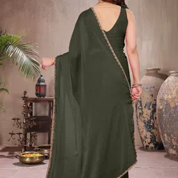 ROOP SUNDARI SAREES Beads and Stones Border Saree with Unstitched Blouse Piece image 2