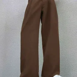 BROADSTAR Women Smart Straight Fit High-Rise Easy Wash Pleated Trousers-picture-33