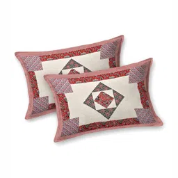 Aura White & Red Ethnic Motifs 210 TC King Bedsheet with 2 Pillow Covers image 5