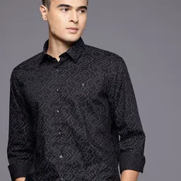 Louis Philippe Sport Pure Cotton Slim Fit Geometric Casual Shirt-picture-18