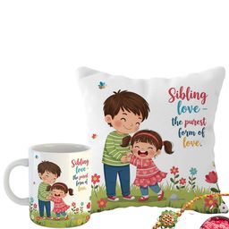 ARTBUG Stones-Studded & Beaded Rakhi With Roli Rice & Mug Cushion-picture-21
