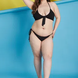 Curves By ZeroKaata Plus Size Ribbed Halter Beachwear Swim Bikini Set image 4