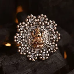 JAYPORE Women Dual-Plated Stones Studded Adjustable Finger Ring-picture-32