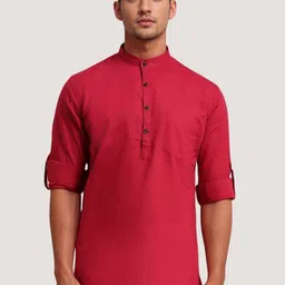 Aryah More Men Solid Mandarin Collar Straight Kurta-picture-47