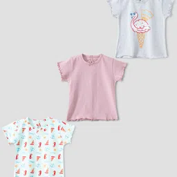 YUV Girls Pack Of 3 Graphic Printed Pure Cotton T-shirt-picture-29
