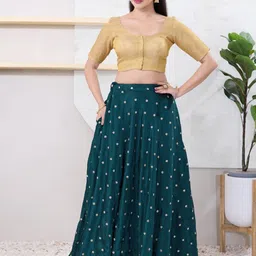 VAMAS - THE DESIGNER BLOUSES Woven design Round Neck Padded Saree Blouse image 4