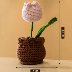 The Zappy Box Lavender & Green Crochet Tulip Pot Showpieces image 2