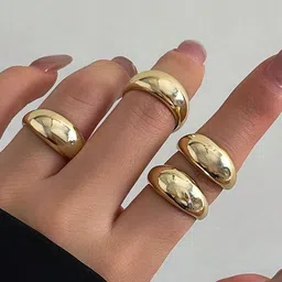 Jewels Galaxy Set Of 4 Gold Plated Midi Adjustable Finger Rings image 1