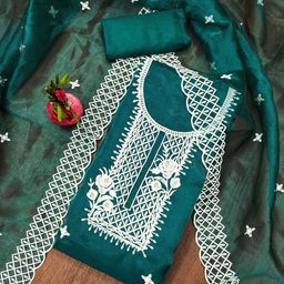KALINI Embroidered Organza Unstitched Dress Material-image-99
