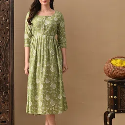 MURLI KURTI Women Floral Print Fit & Flare Midi Dress-image-42