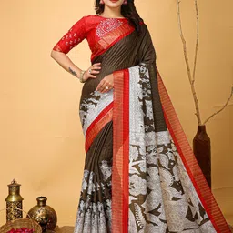 DIVASTRI Ethnic Motifs Zari Art Silk Banarasi Saree-image-53