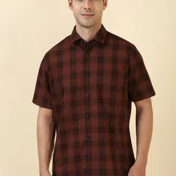 Allen Solly Men Tartan Checked Spread Collar Cotton Casual Shirt-picture-17