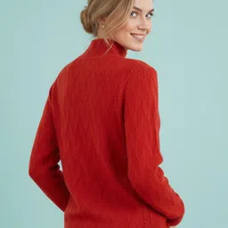 DressBerry Women Self Design High Neck Long Sleeves Pullover image 3