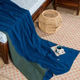 Fabindia Blue & Green Mild Winter 400 GSM Single Bed Blanket-picture-34