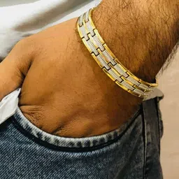 RKB Sales Men Stainless Steel 18K Gold-Plated Link Bracelet image 4