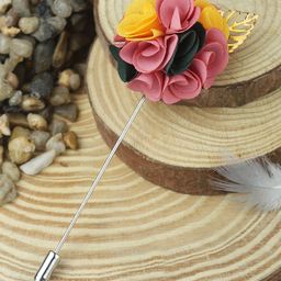 House of Pataudi Pink & Yellow Flower Brooch-picture-37