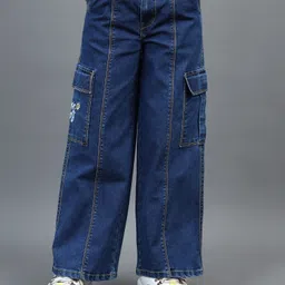 UNDER FOURTEEN ONLY Girls Flared Mildly Distressed Jeans-image-18