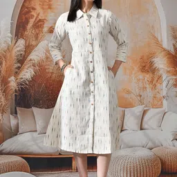 DECKEDUP Women Ikat Print Printed Shirt Midi Dress-image-74