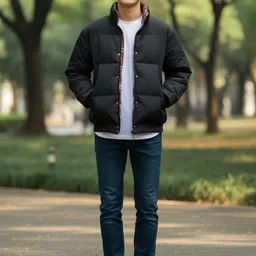 Mast & Harbour Men Stand Collar Solid Puffer Jacket image 1