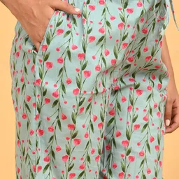 GOLDSTROMS Women Floral Printed Pure Cotton Anarkali Kurta with Trouser & Dupatta image 5