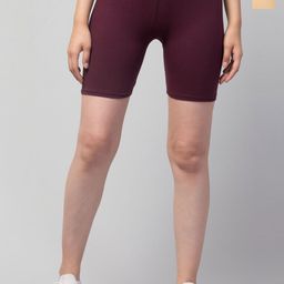 HIRRUX Women Pack of 2 Solid Skinny Fit Low-Rise Above Knee Sports Shorts-picture-20