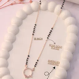 Hisa Rose Gold-Plated American Diamond Studded & Artificial Beaded Mangalsutra image 3