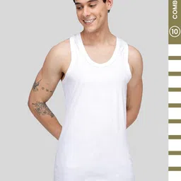 MACHO Pack of 10 Scoop Neck Pure Cotton Undershirt Vests-picture-30