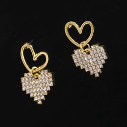 VAGHBHATT Gold-Plated Artificial Stones Studded Heart Shaped Drop Earrings-picture-46