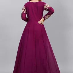 LADY SHOPI Ethnic Motifs Embroidered Georgette Fit & Flare Maxi Ethnic Dresses image 4