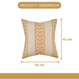Aura Cream-Coloured & Gold-Toned 5 Pieces Square Cushion Covers image 3