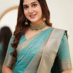 SP TEXTILE CLOTHES Women Woven Design Zari Saree With An Unstitched Blouse Piece image 4