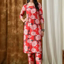 SZN Women Floral Printed Regular Kurta with Trousers & With Dupatta image 2
