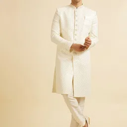 Manyavar Men Embroidered Zaridozi Mandarin Collar Sherwani Set-picture-41