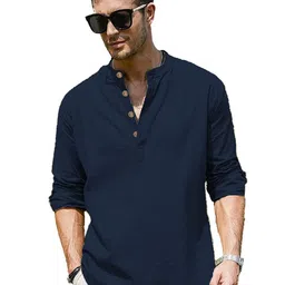 APEKTRA Mandarin Collar Roll-Up Sleeves Straight Short Kurta-picture-14