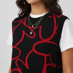 glitchez Conversational Self Design Sweater Vest image 4