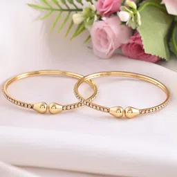 VOJ Set Of 2 Gold Plated American Diamond Stones Studded Bangles-picture-15