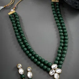 Peora Gold-Plated Artificial Studded & Beaded Jewellery Set-picture-33