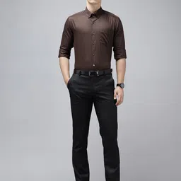 Arrow Pure Cotton Self-Design Button-Down Collar Manhattan Slim Fit Formal Shirt image 3