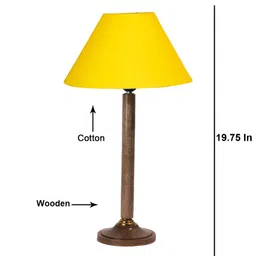 Devansh Yellow Wooden Frustum Shaped Table Lamp image 2