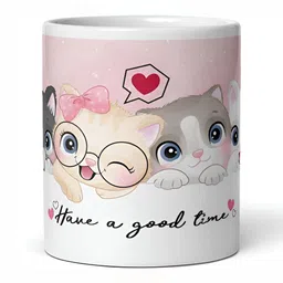 Mr UVD White & Pink Graphic Printed Ceramic Matte Mugs 350 ml image 3