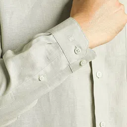 Louis Philippe Men Solid Spread Collar Linen Formal Shirt image 5